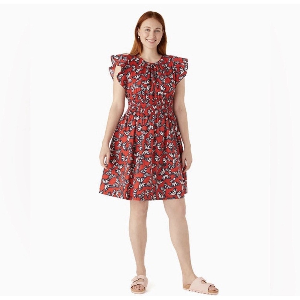Kate spade Butterfly print blake mini dress red Heirloom Tomato Size XS romantic